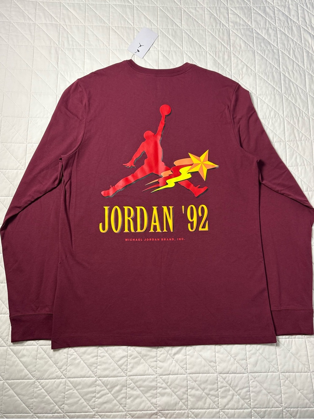 Air Jordan '92 Retro Graphic Long Sleeve Shirt - Burgundy Red Men’s Large NWT